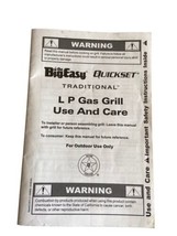 The Big Easy Quickset LP Gas Grill Use and Care Manual - £9.64 GBP