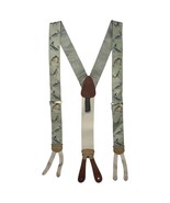 VTG Trafalgar Suspenders Braces Mens Silk Leather Fishing Trout Button P... - $1,843.65 MXN