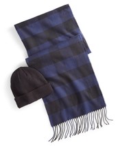 Club Room Men&#39;s Beanie &amp; Scarf Set in Blue Black-One Size - £12.96 GBP