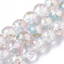 50 Ombre Frosted Glass Beads Round 8mm BULK Pink Blue Clear Round Gold Flecked  - £4.88 GBP
