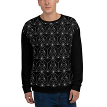 65 MCMLXV Unisex Black Geometric Grid Print Sweatshirt - £51.95 GBP