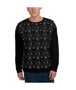 65 MCMLXV Unisex Black Geometric Grid Print Sweatshirt - £52.08 GBP