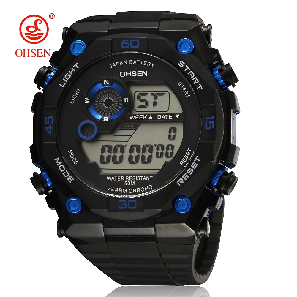 Fashion Digital Watches Black 5ATM Dive Mens Sport Wristwatches Hand Mal... - $23.19