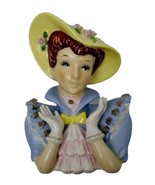 Lady Head Vase Red Hair Blue Eyes Reliable Glassware &amp; Pottery Japan Cer... - $37.42
