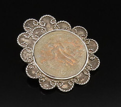 RANA 925 Silver - Vintage Pretzel Twist Edge Carved Center Brooch Pin - ... - £83.83 GBP