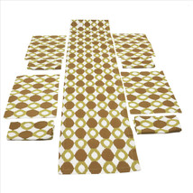 Saro Table Runner Place mat Napkins Set 9 Pieces Ikat Collection Chartreuse - $22.76