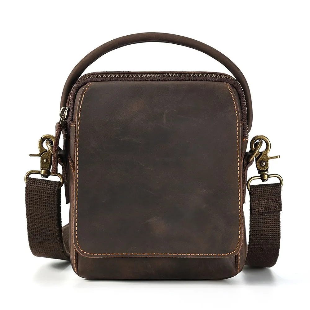 JOYIR Crazy Horse Leather Small Messenger Bag for Men Vintage Shoulder C... - $114.97