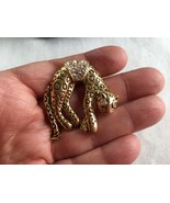 VINTAGE Pin Brooch Cat Cheetah Leopard Animal Gold Metal Tail Moves Costume - $25.24 CAD