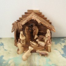 12 Pieces, Handmade Olive wood Nativity Set Made in The Holy land, Home Decor Na - £314.54 GBP