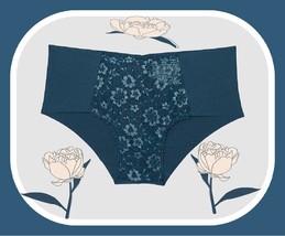 M  Midnight Sea w Silver LUREX Lace NO SHOW Smooth Victorias Secret Cheeky Panty - £8.78 GBP