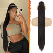Straight Ponytail Human Hair Extensions With Clip In Drawstring Ponytail... - $73.25