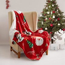 Christmas Sherpa Fleece Throw Blanket Super Soft Fuzzy Fluffy Printed Santa - £32.99 GBP
