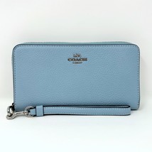 Coach Long Zip Around Wallet Waterfall Blue Leather C4451 New With Tags - $295.02
