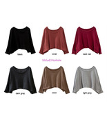 Japan Thermo Microfiber Oversized Wide Cropped Knit TOP! FREE SIZE - $214.19 MXN