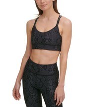 DKNY Womens Activewear Sport Snake-Embossed Sports Bra,Size Small,Black - $40.50