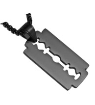 Mens Stainless Steel Razor Blade Model Dog Tag Pendant - $55.14