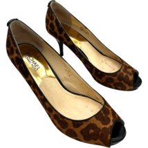 michael kors york womens cheetah print calf-hair peep toe 3 in. pumps si... - $30.32