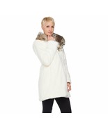 Dennis Basso Faux Fur Coat w/ Removable Hood in Ivory Size 2X - £115.96 GBP