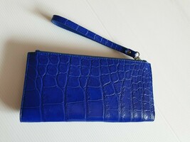 Women Blue Clutch Bag Crocodile Leather Clutch Bag Double Fold Clutch Ba... - $3,522.61 MXN