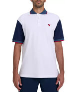 Bad Birdie Pique Golf Polo White Dark Navy Red Shirt Short Sleeve USA Large - $56.32 CAD