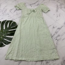 Roxy Houndstooth Midi Dress Size S Mint Green White Puff Sleeve Pastel - $28.70