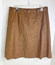 BCBG Maxazria Womens Sz 8 Brown Skirt Full Knee Length Back Zip linen blend - £11.86 GBP