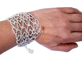 Rhinestone Crystal Bracelet, Crystal Wedding Jewelry, Prom or Pageant Bracelet - £27.48 GBP