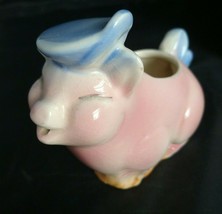 Antique Shawnee Pink Pig Creamer Pitcher Blue Beret Ceramic Pottery Orig... - $23.38