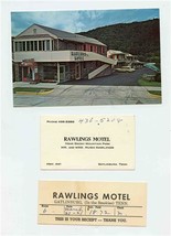 Rawlings Motel Postcard Receipt &amp; Business Card Gatlinburg Tennessee - £15.00 GBP