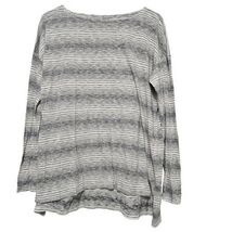 EILEEN FISHER Striped Boat Neck Long Sleeve Top Wm S White Gray Lagenloc... - $12.99