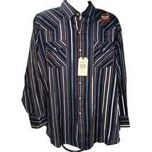 Ely Cattleman Peal Snap Shirt Men XXL Blue Red Stripe Western Pockets Cowboy NWT - £27.65 GBP