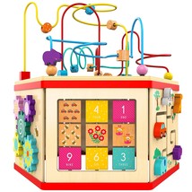 Wooden Activity Cube - Bead Maze Toy Gear For Toddler Kid, Counting To - £136.71 GBP