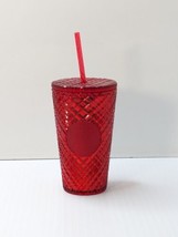 Starbucks 2021 Holiday Red Jeweled Tumbler 16 oz Plastic Excellent Condition - £8.88 GBP