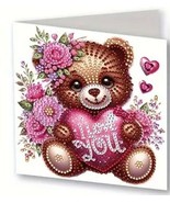 Unique Valentine Day Bear Flowers Diamond Jewel Art COMPLETED Greeting C... - €4,20 EUR