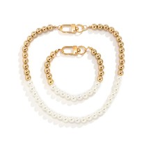 SHIXIN Imitation Beaded  Choker Necklace Bracelet For Women Short White s Choker - £13.51 GBP