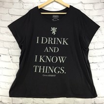 Game Of Thrones Womens Plus Sz 4 Black Top I Drink And I Know Things T-Shirt - £18.23 GBP