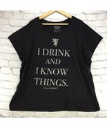 Game Of Thrones Womens Plus Sz 4 Black Top I Drink And I Know Things T-S... - £17.92 GBP