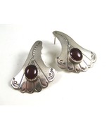 Signed R. Weirto Navajo Sterling Silver &amp; Carnelian Earrings - £51.43 GBP