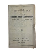 Vintage Map Of City Of Santa Cruz By California Pacific Title Co. 30/40s - $86.26 CAD