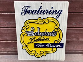 Vtg Schwan&#39;s Delicious Ice Cream Plastic Wall Sign - £62.72 GBP