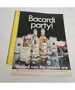 Bacardi Party! Barcardi Rum The Mixable One Vintage Print Ad Light Dry D... - £4.61 GBP