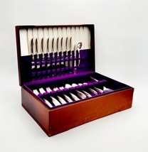 1847 Rogers Bros &quot;FLAIR&quot; Silverplate Set 51 Pcs Service For 7 Vtg Discon... - £141.57 GBP