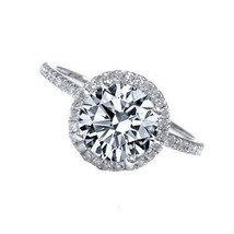 2.00Ct Round LC Moissanite Halo Engagement Ring 14k White Gold Plated Silver - £61.79 GBP