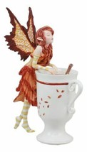 Amy Brown Autumn Apple Cider Cinnamon Tea Fairy Statue 6.25&quot;Tall Tea Cup... - $40.99