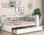 Twin Size Platform Bed Daybed With L-Shaped Bookcases And 2 Drawers, Woo... - $740.99