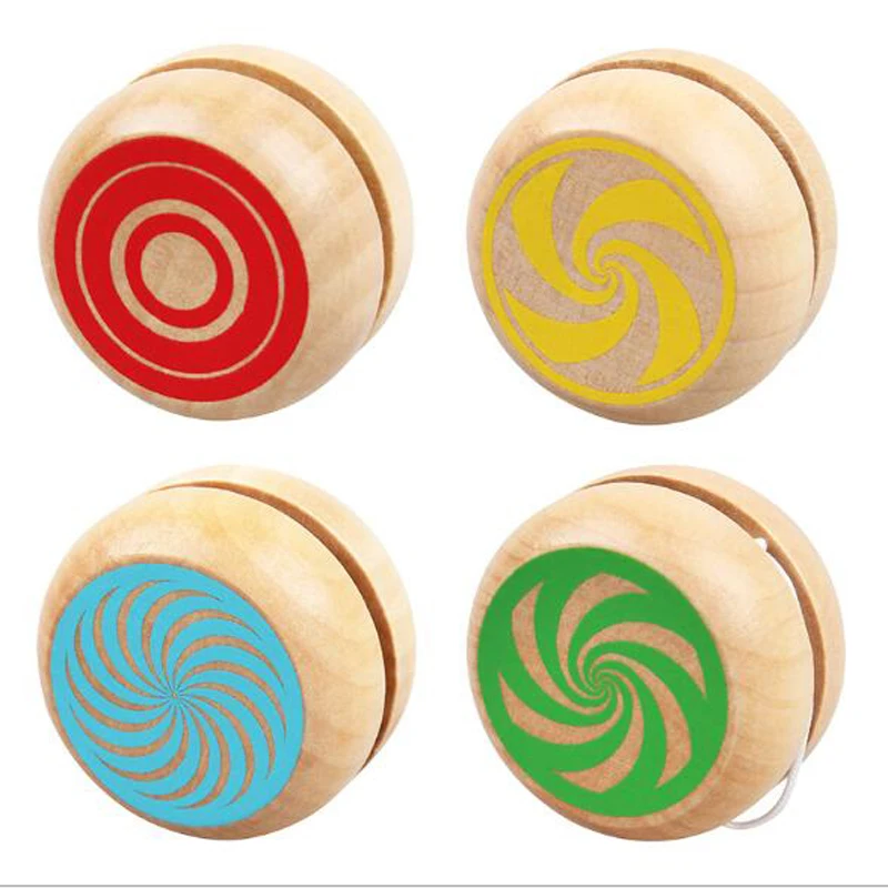Free ship 4 Assorted Patterns 12x Wooden Yoyo wood toys For Children Kids - £17.04 GBP+