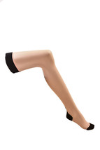 AGENT PROVOCATEUR Womens Hold-Up Stockings Astra Gobi/Black Size S - £38.16 GBP