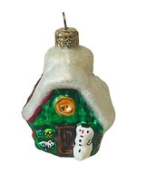 Christopher Radko Christmas Ornament Glass Vtg Figurine Cottage Home Snowman vtg - £31.02 GBP