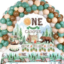 One Happy Camper Birthday Decorations Set Camping 1St Party Decorations Backdrop - £28.37 GBP