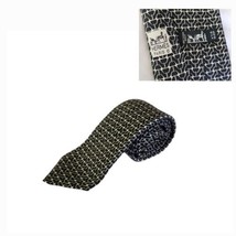 Vintage Hermes Mens Tie Rope Chainlink Navy/Blue/Gray 100% Silk - £67.11 GBP
